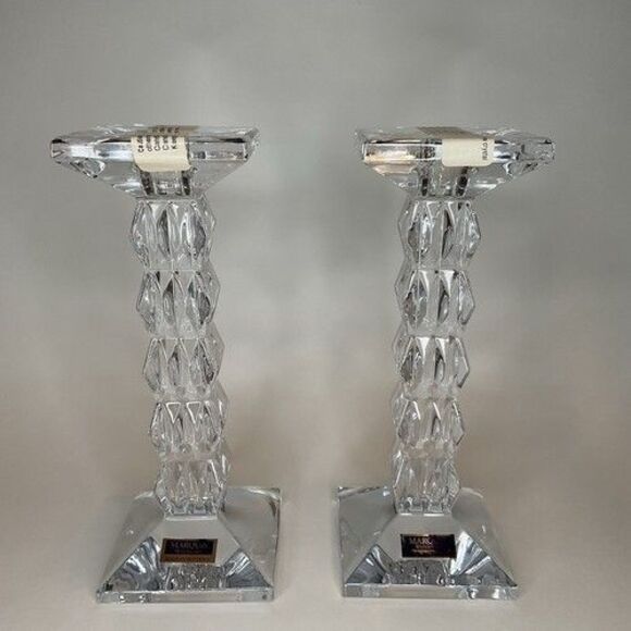 New with box Marquis by Waterford Crystal Paradox Candlesticks Candle Holders 8” - Picture 14 of 15